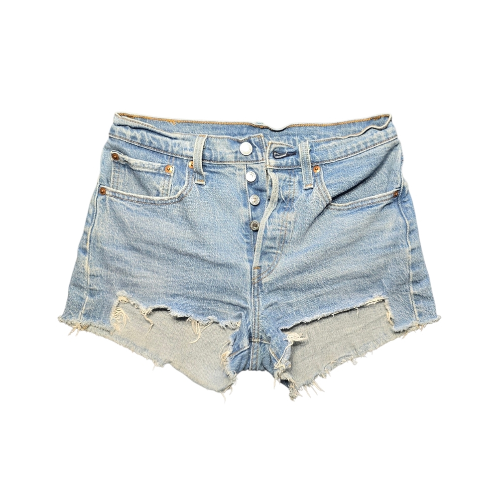 Levi's Light Blue Distressed Denim Jean Shorts